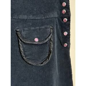 Charlotte Authentic Y2K Vintage Corduroy Pearl Snap Black A-Line Mini Skirt Sz M